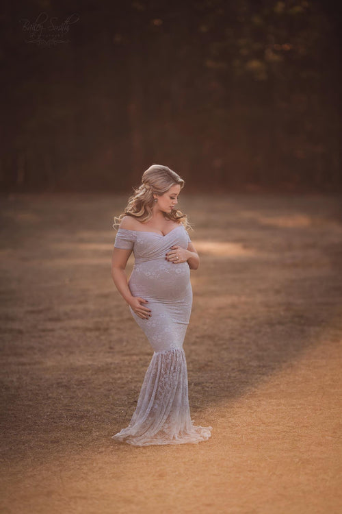 Bella Gown • Lace maternity Gown • Mermaid Style Maternity Gown • Maxi Dress • Bridesmaid Dress • Senior Photo Shoot • by Sew Trendy