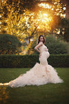 Celine Gown • Sweetheart Lace and Tulle Pregnancy Dress • Fitted Mermaid Style Maternity Gown • by Sew Trendy