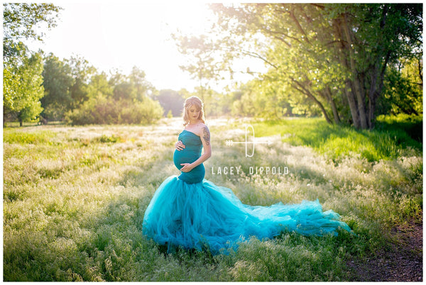 Celine Gown • Sweetheart Lace and Tulle Pregnancy Dress • Fitted Mermaid Style Maternity Gown • by Sew Trendy