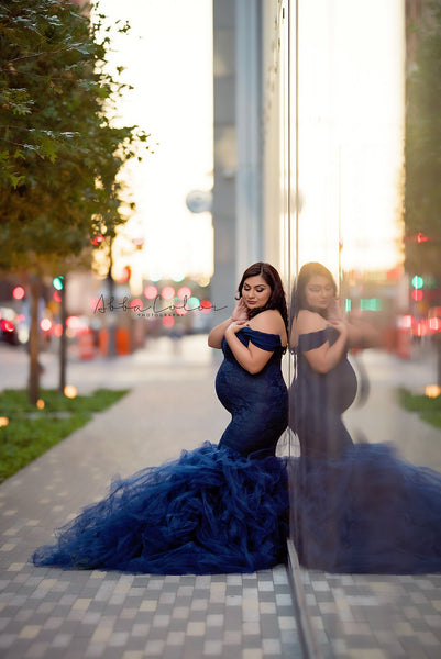 Celine Gown • Sweetheart Lace and Tulle Pregnancy Dress • Fitted Mermaid Style Maternity Gown • by Sew Trendy
