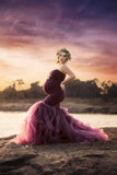Celine Gown • Sweetheart Lace and Tulle Pregnancy Dress • Fitted Mermaid Style Maternity Gown • by Sew Trendy