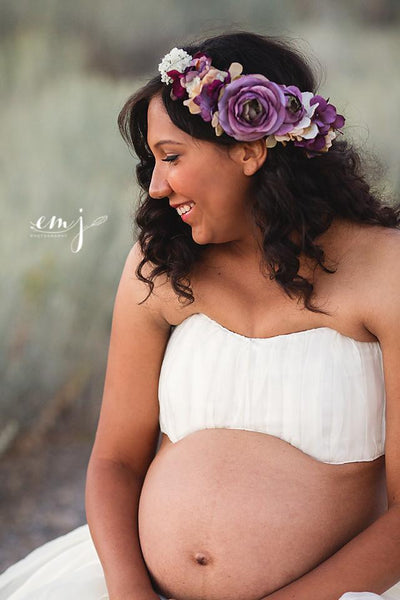 Amethyst Floral Crown • Fall Floral Crown • Vintage Grapevine Floral • Maternity Crown • Flower Girl Headpiece •  | Ready To Ship • by Sew Trendy