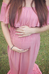 Corbyn Gown • Flowy Fit Maternity Gown • Off The Shoulder Gown • Knit Maternity Gown • Maxi Dress • Pregnancy Dress • Maternity Outfit • by Sew Trendy