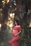 Cori Gown • Fitted Lace Maternity Gown • Ruffle Top Maternity Gown • Off Shoulder Maternity Gown • Slim Fit Gown • Bridesmaid Dress • Event Gown • Photo Shoot • by Sew Trendy