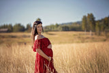 Deja Gown • Hi Low Lace Maternity Gown • Flowy Fit Maternity Gown • Off The Shoulder Gown • Knit Maternity Gown • Maxi Dress • Pregnancy Dress • by Sew Trendy