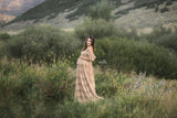 Edith Ruffled Lace Maternity Gown • Tank Style Maternity Gown • Boho style maternity gown • Peek-a-Boo Sleeve Maternity Gown • Cold Shoulder Gown • Lace Maternity Gown • by Sew Trendy