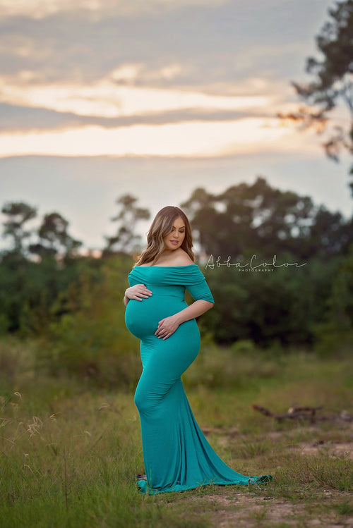 Elaine Gown • Fitted Maternity Gown • Banded Top Maternity Dress •  Maternity Dress for Photo Shoot • Photos • by Sew Trendy