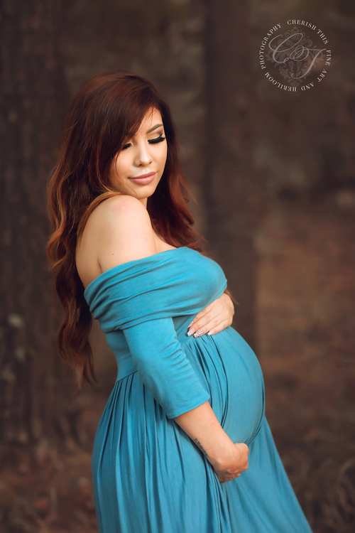Elise Gown • Flowy Maternity Gown • Banded Top Maternity Dress •  Maternity Dress for Photo Shoot • by Sew Trendy