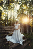 Faythe Gown • Sweetheart Sheer Gown • Chiffon Off the Shoulder Dress • Short Sleeve Maternity Gown • by Sew Trendy