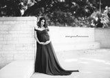 Faythe Gown • Sweetheart Sheer Gown • Chiffon Off the Shoulder Dress • Short Sleeve Maternity Gown • by Sew Trendy