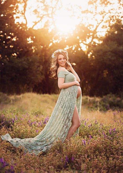 Genell Gown • Sweetheart Maternity Gown • Vintage Lace Maternity Dress • Photo Shoot Gown • Maternity Photos • by Sew Trendy
