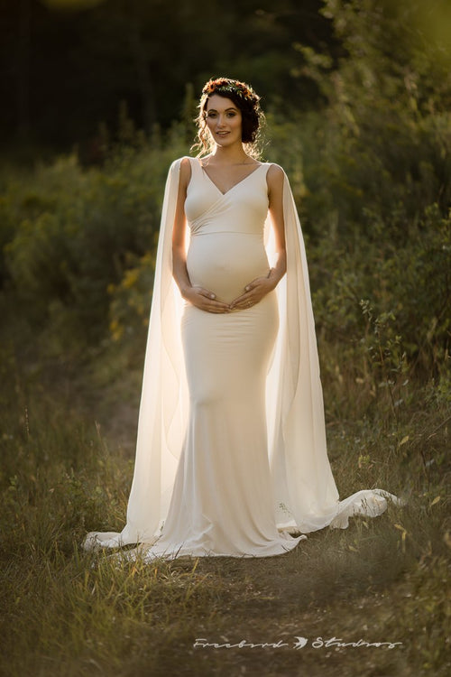 Hera Gown • Slim Fit Pregnancy Gown • Sweetheart Tank Style Gown • Cape Maternity Gown • Maternity Gown • by Sew Trendy