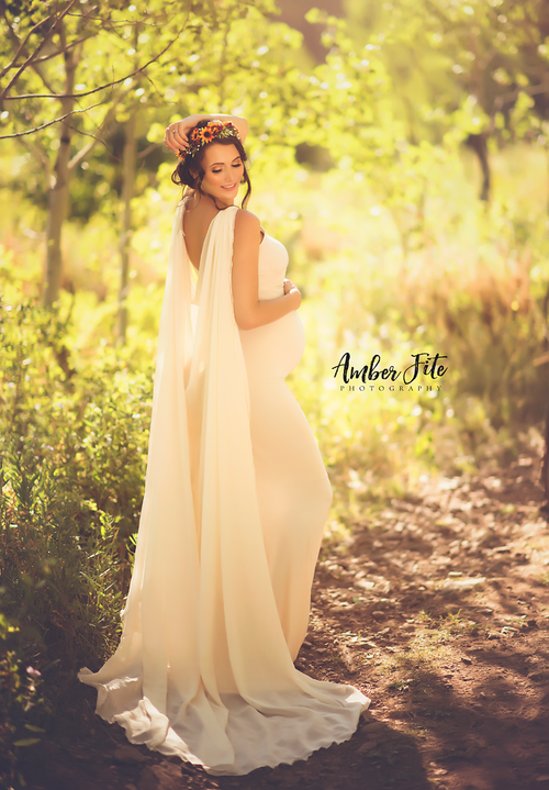 Hera Gown • Slim Fit Pregnancy Gown • Sweetheart Tank Style Gown • Cape Maternity Gown • Maternity Gown • by Sew Trendy
