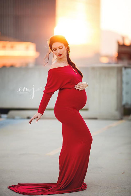 Jaden Gown • Slouch Top Fitted Gown • Knit Maternity Gown • Bridesmaid Gown • Holiday Dress• by Sew Trendy