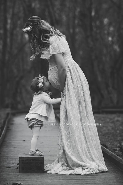 Josephine Gown • Lace Flutter Maternity Gown • Wedding Gown • by Sew Trendy