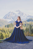 Kalessa Gown • Sheer Maternity Gown • Peek a Boo Sleeve Maternity Dress • Short Sleeve Maternity Gown • by Sew Trendy