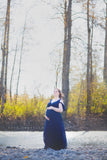 Kalessa Gown • Sheer Maternity Gown • Peek a Boo Sleeve Maternity Dress • Short Sleeve Maternity Gown • by Sew Trendy