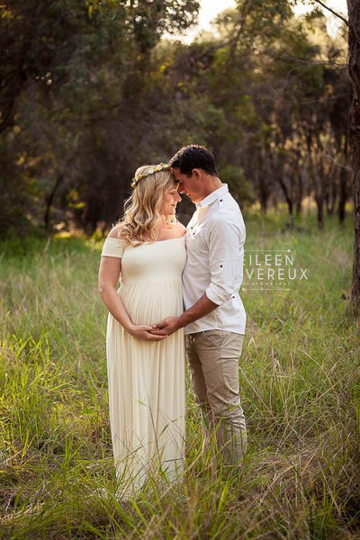 Kelly Gown • Off the Shoulder Maternity Gown • Cap Sleeve Pregnancy Dress • Heavy Knit Gown • Maxi Style Maternity Gown • by Sew Trendy