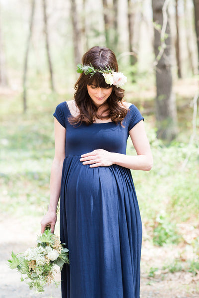 Kelly Gown • Off the Shoulder Maternity Gown • Cap Sleeve Pregnancy Dress • Heavy Knit Gown • Maxi Style Maternity Gown • by Sew Trendy