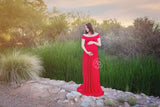 Kelly Gown • Off the Shoulder Maternity Gown • Cap Sleeve Pregnancy Dress • Heavy Knit Gown • Maxi Style Maternity Gown • by Sew Trendy
