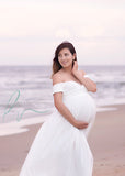 Kiara Gown • Short Sleeve Maternity Gown • Off The Shoulder Gown • Knit Maternity Gown • Maxi Dress • Pregnancy Dress • by Sew Trendy