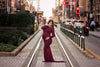 Krysten Gown • Boat Neck Slim Fit Maternity Gown • Long Sleeved Slim Dress • Droop Back Gown • by Sew Trendy