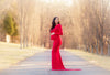 Krysten Gown • Boat Neck Slim Fit Maternity Gown • Long Sleeved Slim Dress • Droop Back Gown • by Sew Trendy