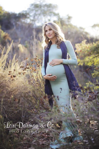 Krysten Gown • Boat Neck Slim Fit Maternity Gown • Long Sleeved Slim Dress • Droop Back Gown • by Sew Trendy