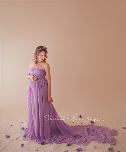 Lorraine Gown • Long Flowing Sheer Gown • Chiffon Infinity Gown • Sheer Maternity Gown • by Sew Trendy