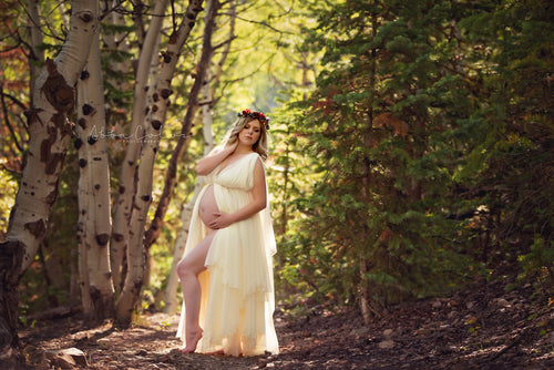 Narcissa Gown • Goddess Maternity Gown • Silk Chiffon Maternity Gown • Low Back Maternity Gown • by Sew Trendy