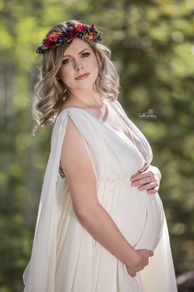 Narcissa Gown • Goddess Maternity Gown • Silk Chiffon Maternity Gown • Low Back Maternity Gown • by Sew Trendy