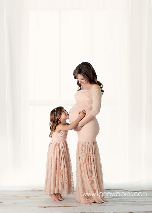 Priscilla Gown • Lace Maternity Gown • Priscilla Maternity Gown • Mermaid Style Maternity Gown • Long Sleeve Maternity Gown • by Sew Trendy