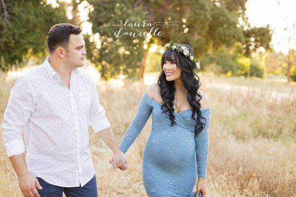 Priscilla Gown • Lace Maternity Gown • Priscilla Maternity Gown • Mermaid Style Maternity Gown • Long Sleeve Maternity Gown • by Sew Trendy