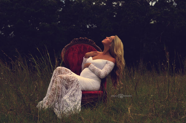 Priscilla Gown • Lace Maternity Gown • Priscilla Maternity Gown • Mermaid Style Maternity Gown • Long Sleeve Maternity Gown • by Sew Trendy