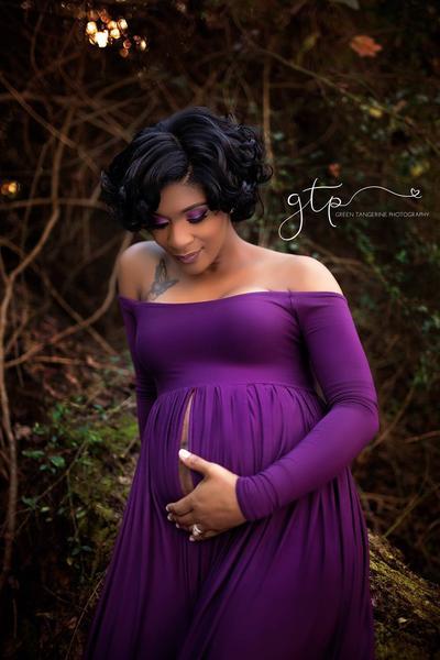 Miriam Gown • Long Sleeve Maternity Gown • Off the Shoulder Dress • Maternity Gown • Renaissance Gown • Soft Knit Maternity Gown • Bohemian • by Sew Trendy