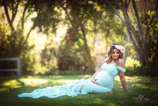 Samantha Gown • Sweetheart Lace and Chiffon Pregnancy Dress • Fitted Chiffon Mermaid Style Maternity Gown • by Sew Trendy