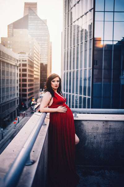 Veronica Gown • Knit Halter Style Maternity Gown • by Sew Trendy