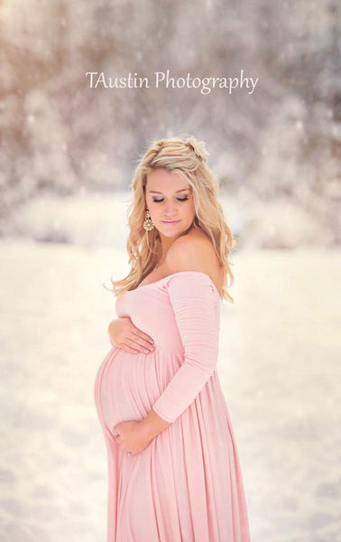 Miriam Gown • Long Sleeve Maternity Gown • Off the Shoulder Dress • Maternity Gown • Renaissance Gown • Soft Knit Maternity Gown • Bohemian • by Sew Trendy