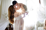 SALE • Peachy Natural Marissa Gown • Long Flowing Sheer Chiffon Straight Top Maternity Gown • by Sew Trendy