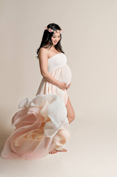 Miley Ombre Gown •  Maternity Gown • Multi-layer Tiered Chiffon Dress • Split Front Maternity Dress • Chiffon Maternity Gown • by Sew Trendy