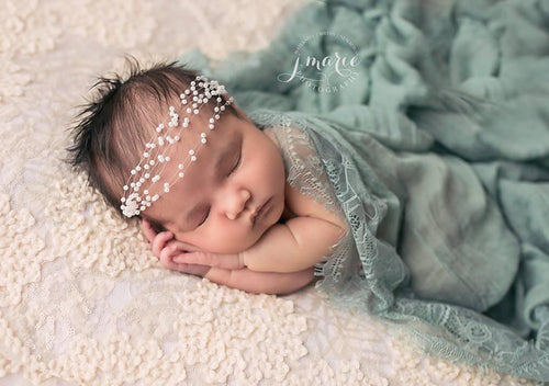 Mini Adelaide Pearl Tie Back • Mini Adelaide Headband • Newborn - 12 months | Ready to Ship • by Sew Trendy