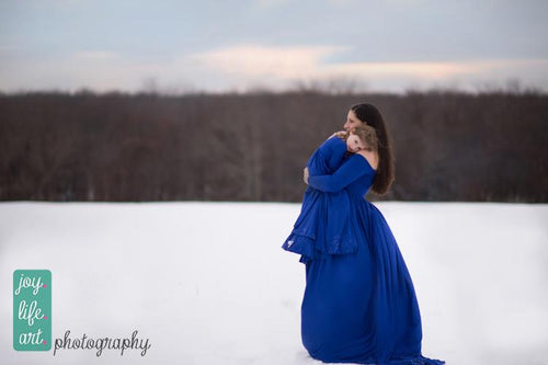 Mommy & Me Gown Set • Miriam and Norah Set • Knit Maternity Gown • Long Sleeved Girls Gown • by Sew Trendy