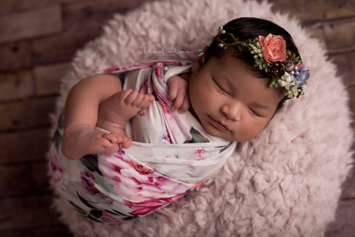 FLORAL NEWBORN WRAP • Stretch Knit Wrap • Swaddle Wrap • Baby Wrap • Stretchy Knit Layer • Newborn Photo Prop | Ready To Ship • by Sew Trendy