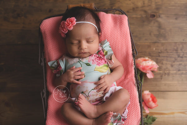 Ava Floral Romper {mint} • Knit Flutter Romper • Floral Romper • Sitter Floral Romper • Baby Romper • Knit Sitter Floral • Newborn Photography Prop • by Sew Trendy