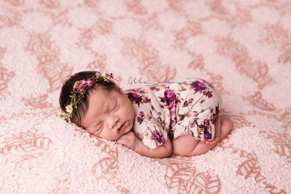 Ava Floral Romper {taupe} • Knit Flutter Romper • Floral Romper • Sitter Floral Romper • Baby Romper • Knit Sitter Floral • Newborn Photography Prop • by Sew Trendy