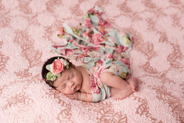 FLORAL NEWBORN WRAP • Stretch Knit Wrap • Swaddle Wrap • Baby Wrap • Stretchy Knit Layer • Newborn Photo Prop | Ready To Ship • by Sew Trendy