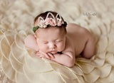 Mini Ingrid Newborn Floral Crown • Princess Floral Crown • Paper Organic Floral Crown • Bohemian Crown • Moss Grapevine Crown • Pearls | Ready To Ship •  by Sew Trendy