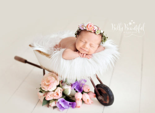 Mini Primrose Floral Crown • Newborn Flower Crown • Simple Crown • Bohemian Crown • Ivory Floral Crown • Dainty Floral Crown | READY TO SHIP • by Sew Trendy