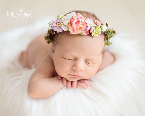 Mini Primrose Floral Crown • Newborn Flower Crown • Simple Crown • Bohemian Crown • Ivory Floral Crown • Dainty Floral Crown | READY TO SHIP • by Sew Trendy