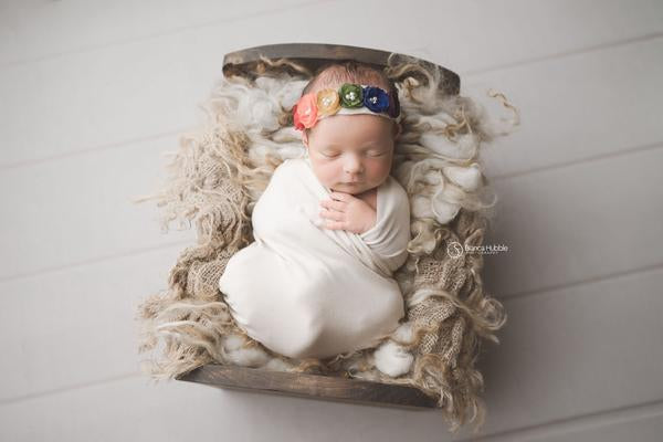Rainee Newborn Tieback & Wrap SET {jewel tones} • Rainbow Baby Line • Newborn Rainbow Floral Crown • Hope Floral Crown • Bohemian Crown • Rainbow Baby Crown | READY TO SHIP • by Sew Trendy
